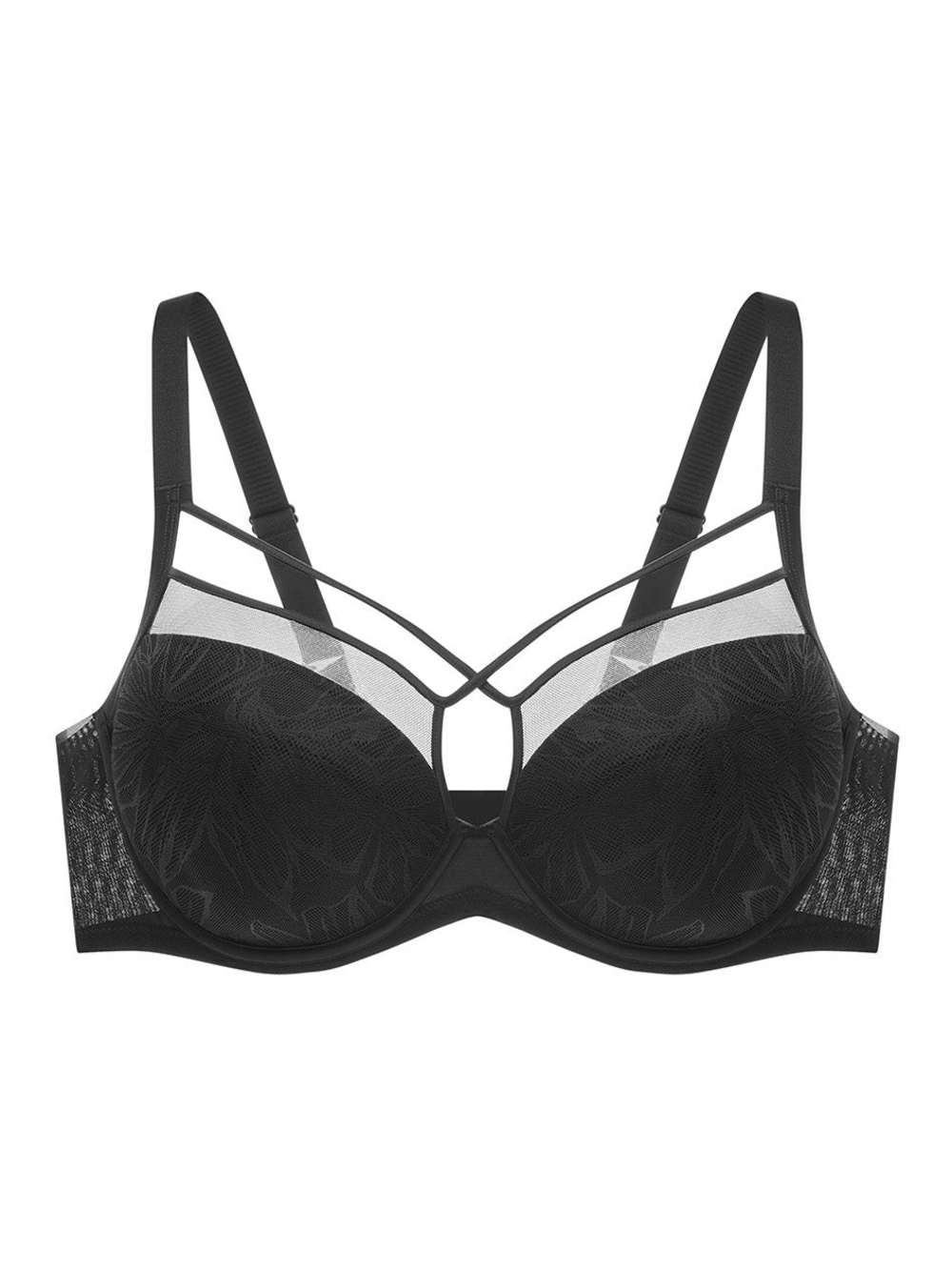 Understance Harper Lily Lace Flexwire Strappy Soft Cup Bra - Black 38H